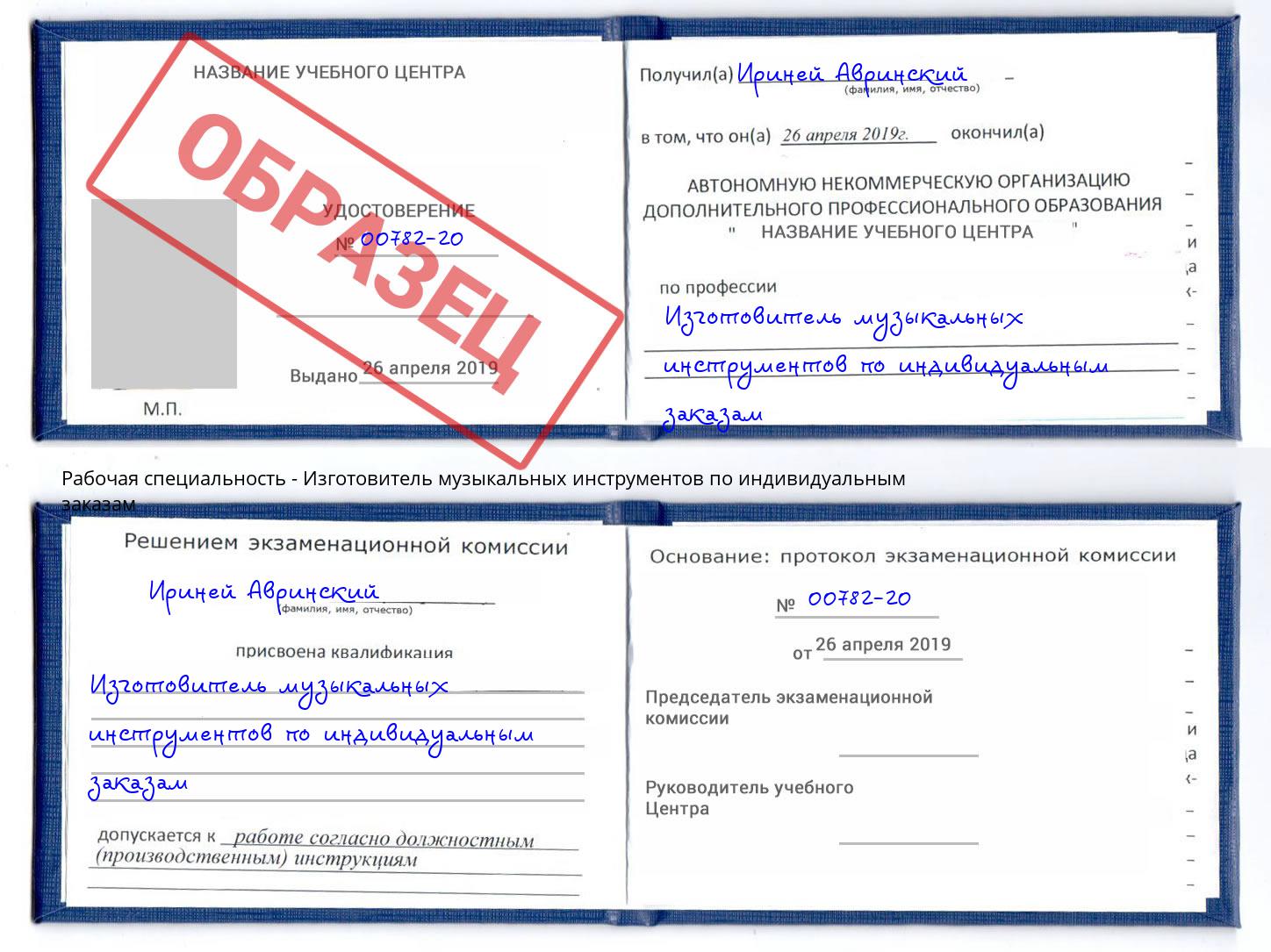 Изготовитель музыкальных инструментов по индивидуальным заказам Торжок