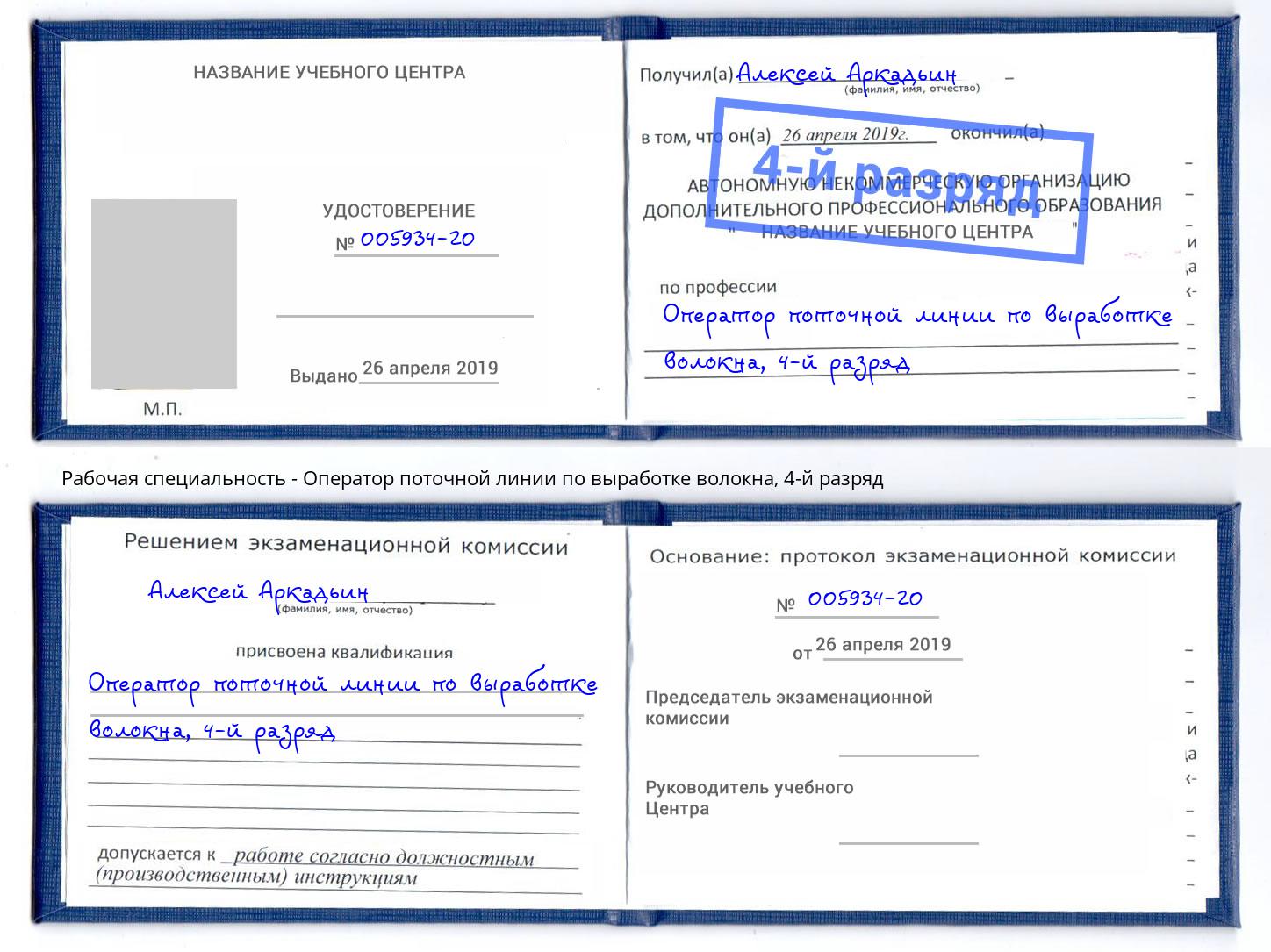 корочка 4-й разряд Оператор поточной линии по выработке волокна Торжок